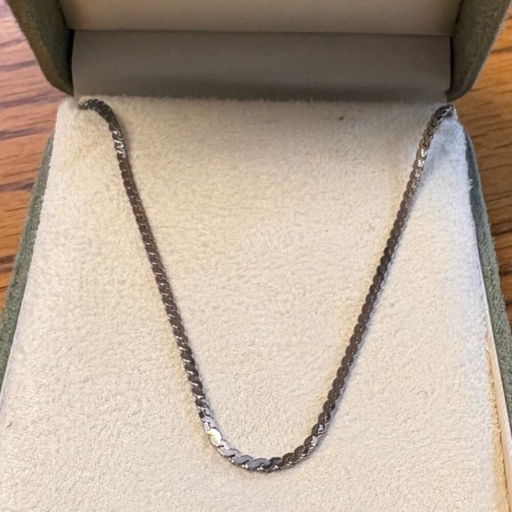 16" Sterling Silver Herringbone Chain Necklace